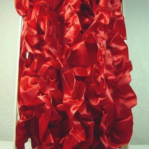 Wrights red pleated 100% polyester ribbon trim--13 yds. x 1 7/8" wide